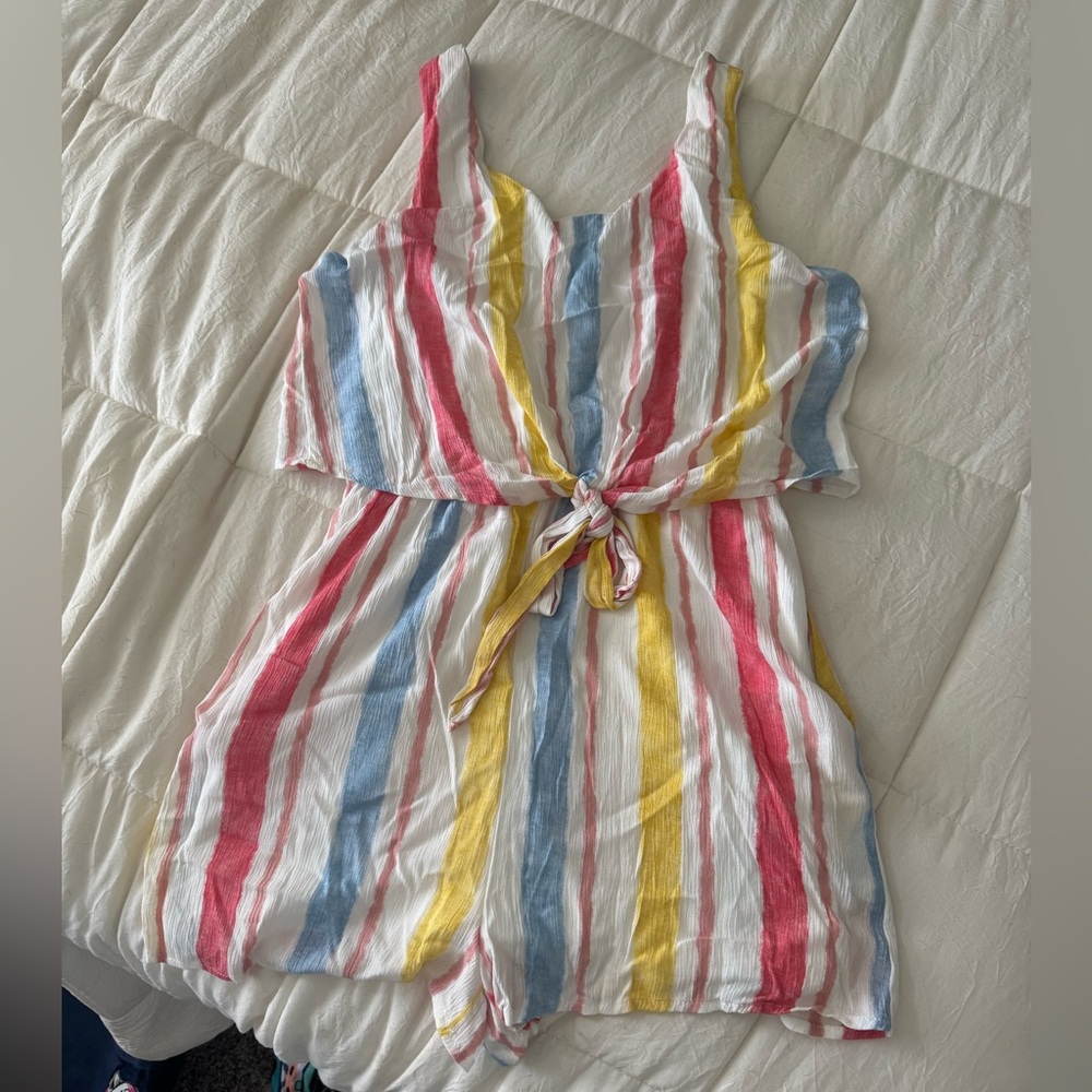 Lazy Sundays Multicolor Striped Romper
